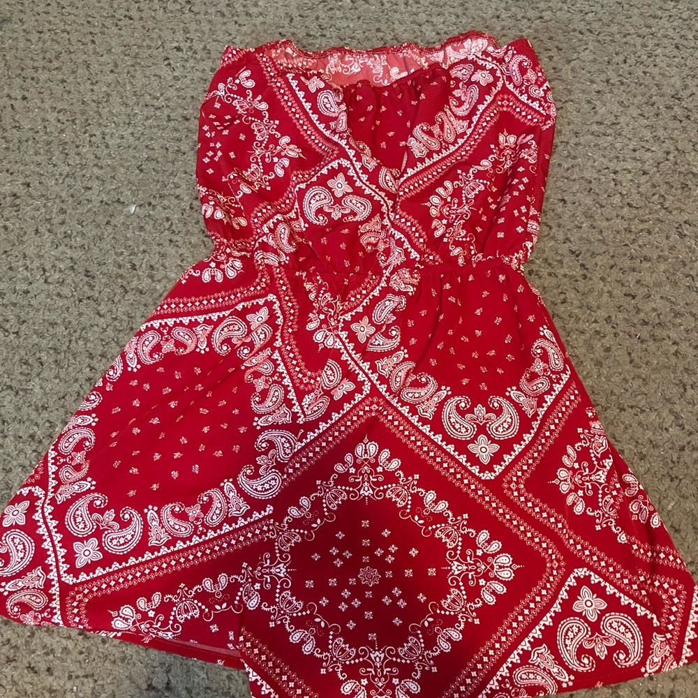 Red Bandana Print romper